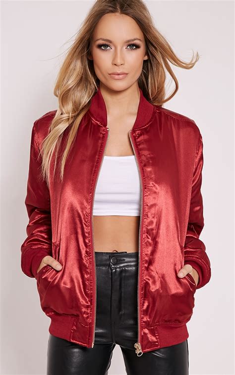 Womens Satin Nylon Bomber Jacket 